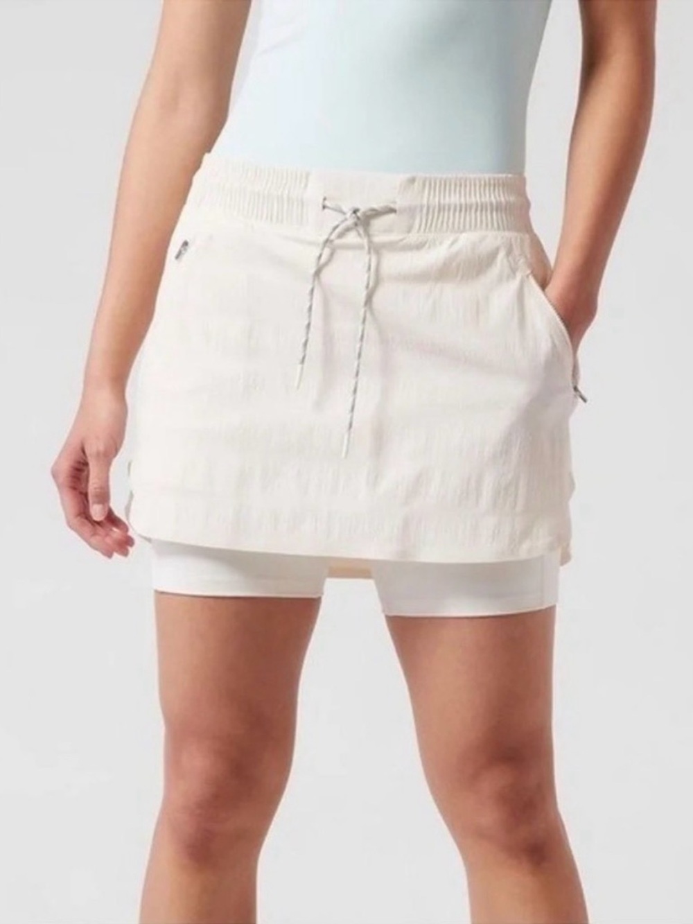 Athleta Trekkie Skort Magnolia White Drawstring Waist Pockets Active Gorpcore 18